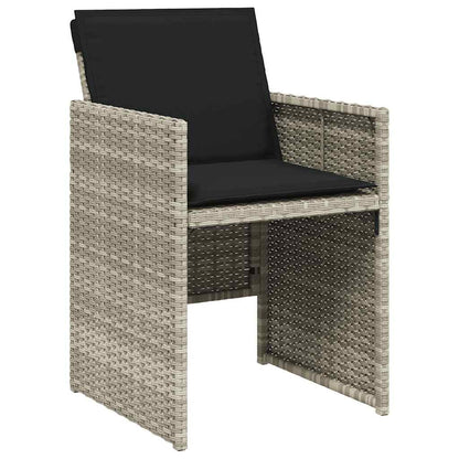 Set Pranzo da Giardino 5pz con Cuscini Grigio Chiaro Polyrattan | homemem39