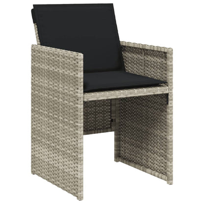 Set Pranzo da Giardino 5pz con Cuscini Grigio Chiaro Polyrattan - homemem39