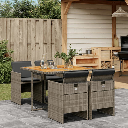 Set da Pranzo da Giardino 5 pz con Cuscini in Polyrattan Grigio - homemem39