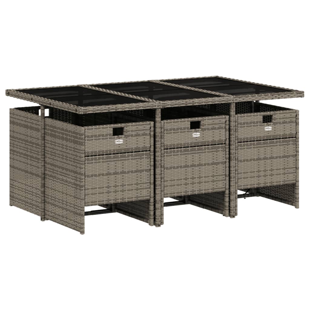 Set da Pranzo da Giardino 7 pz con Cuscini in Polyrattan Grigio - homemem39