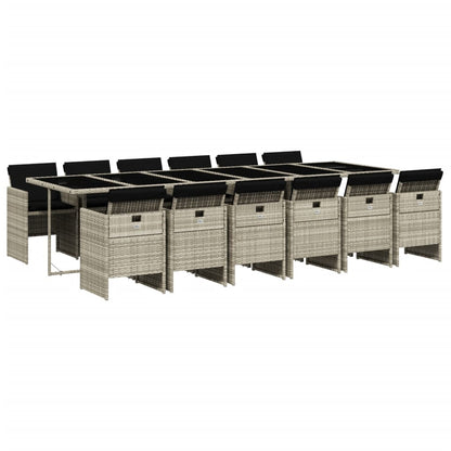 Set da Pranzo da Giardino 13pz con Cuscini Grigio in Polyrattan - homemem39