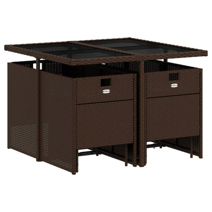 Set da Pranzo da Giardino 9pz con Cuscini Marrone in Polyrattan - homemem39