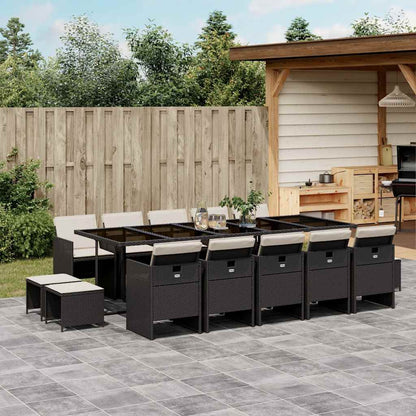 Set da Pranzo da Giardino 15 pz con Cuscini in Polyrattan