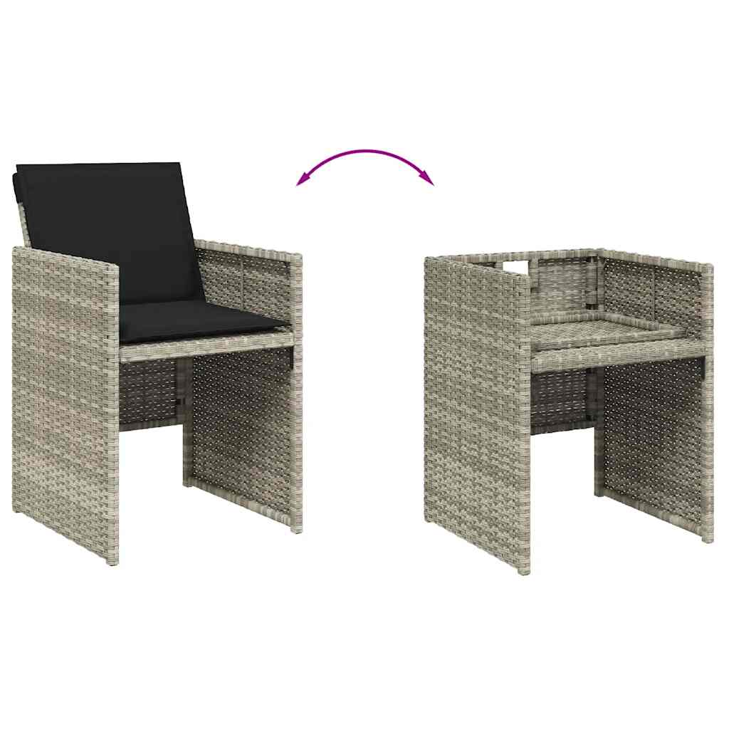 Set da Pranzo da Giardino 13pz con Cuscini Grigio in Polyrattan | homemem39