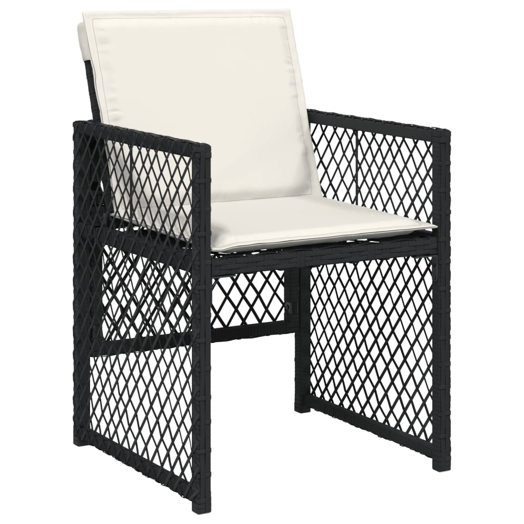 Set da Pranzo da Giardino 5 pz Nero con Cuscini in Polyrattan - homemem39