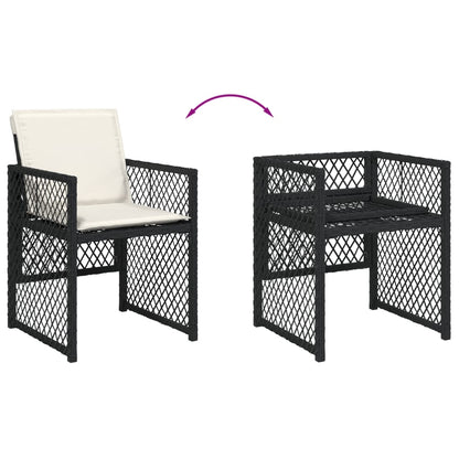 Set da Pranzo da Giardino 5 pz Nero con Cuscini in Polyrattan - homemem39