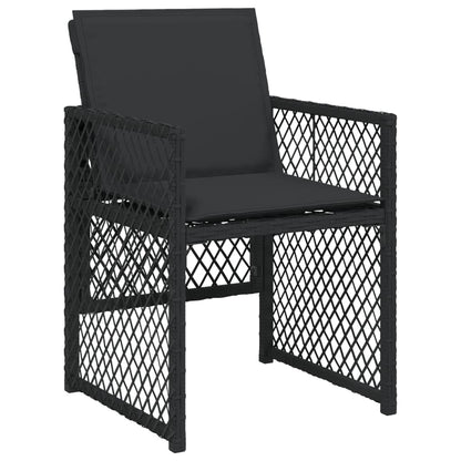 Set da Pranzo da Giardino 5 pz Nero con Cuscini in Polyrattan - homemem39