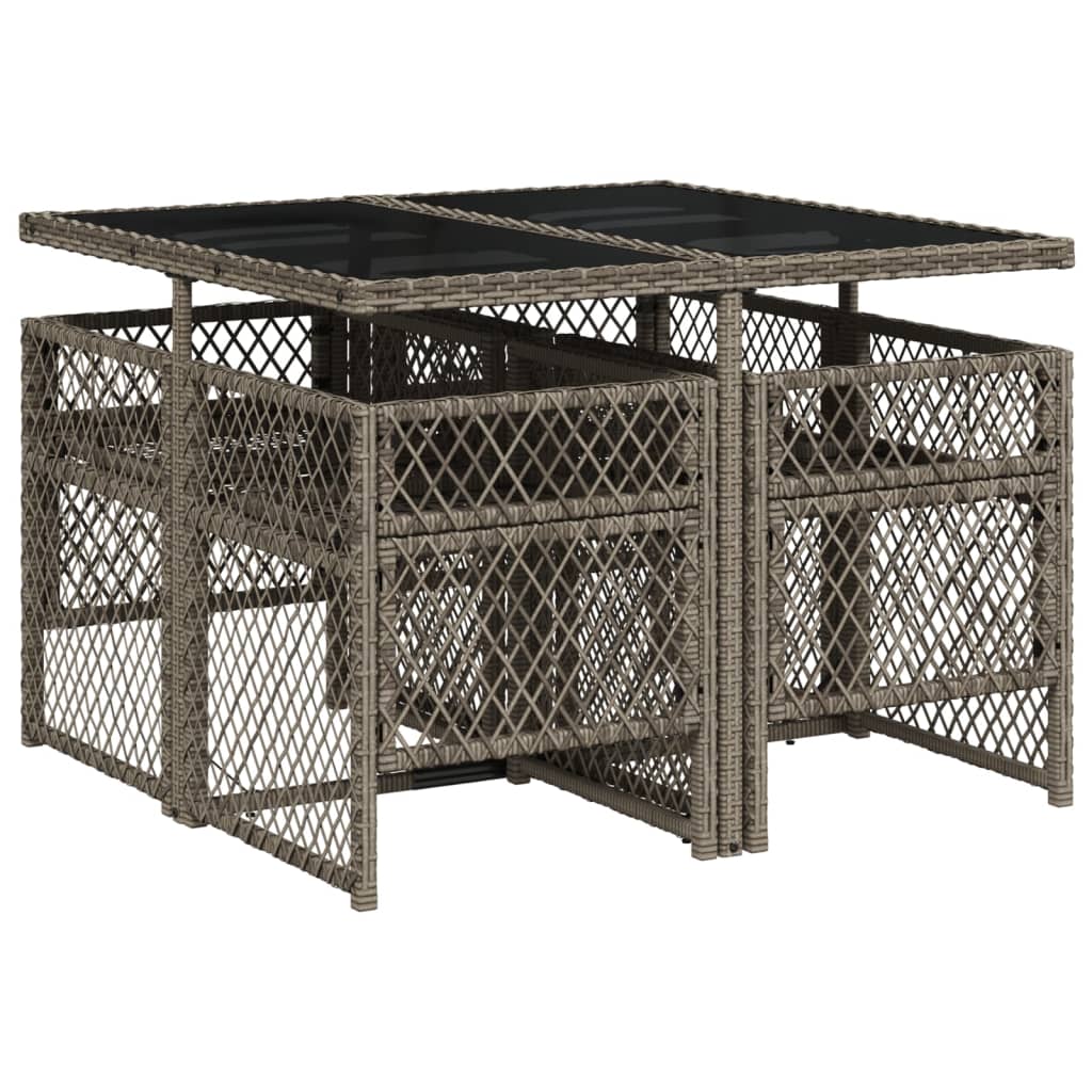 Set da Pranzo da Giardino 5 pz con Cuscini in Polyrattan Grigio - homemem39