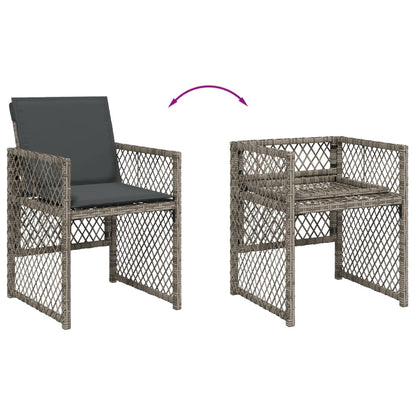 Set da Pranzo da Giardino 5 pz con Cuscini in Polyrattan Grigio