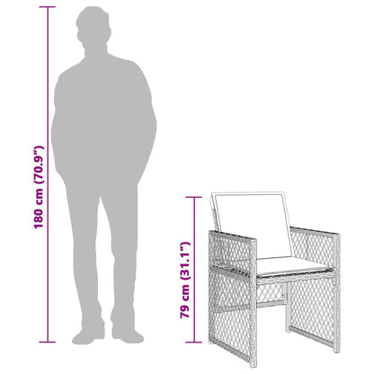 5-teiliges Garten-Essset mit grauen Polyrattan-Kissen