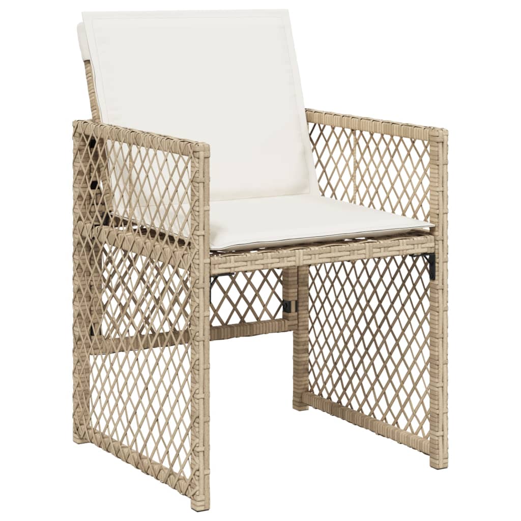 Set da Pranzo da Giardino 5 pz con Cuscini Beige in Polyrattan