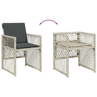 Set Pranzo da Giardino 5pz con Cuscini Grigio Chiaro Polyrattan