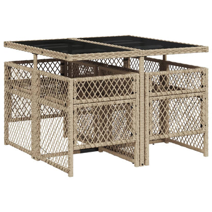 Set da Pranzo da Giardino 5 pz con Cuscini Beige in Polyrattan - homemem39