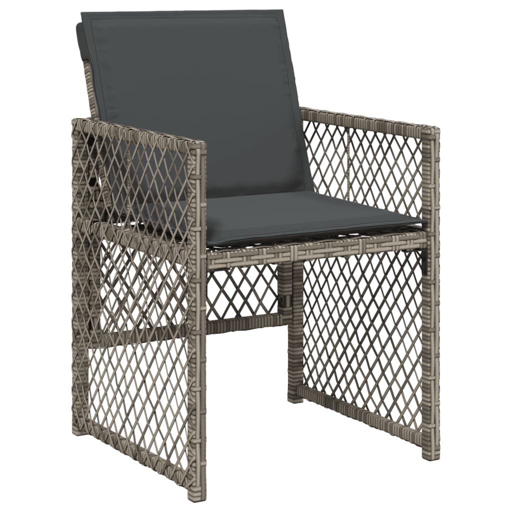 Set da Pranzo da Giardino 5 pz con Cuscini in Polyrattan Grigio