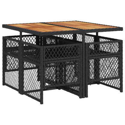 Set da Pranzo da Giardino 5 pz Nero con Cuscini in Polyrattan - homemem39