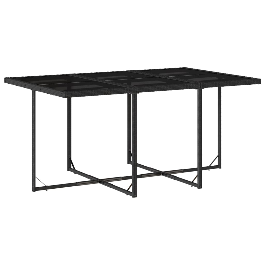 Set da Pranzo da Giardino 7 pz Nero con Cuscini in Polyrattan - homemem39