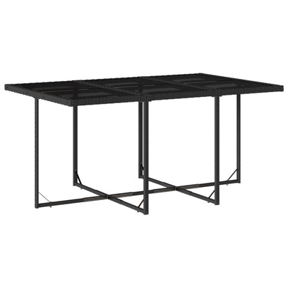 Set da Pranzo da Giardino 7 pz Nero con Cuscini in Polyrattan - homemem39