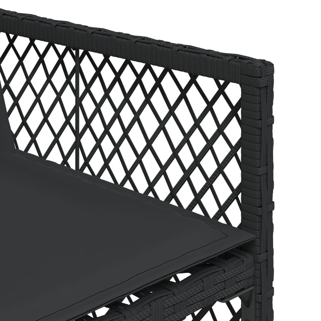 Set da Pranzo da Giardino 7 pz Nero con Cuscini in Polyrattan - homemem39