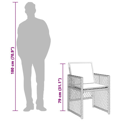 Set da Pranzo da Giardino 7pz con Cuscini in Polyrattan Marrone