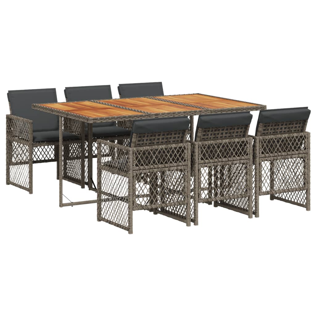 Set da Pranzo da Giardino 7 pz con Cuscini in Polyrattan Grigio - homemem39