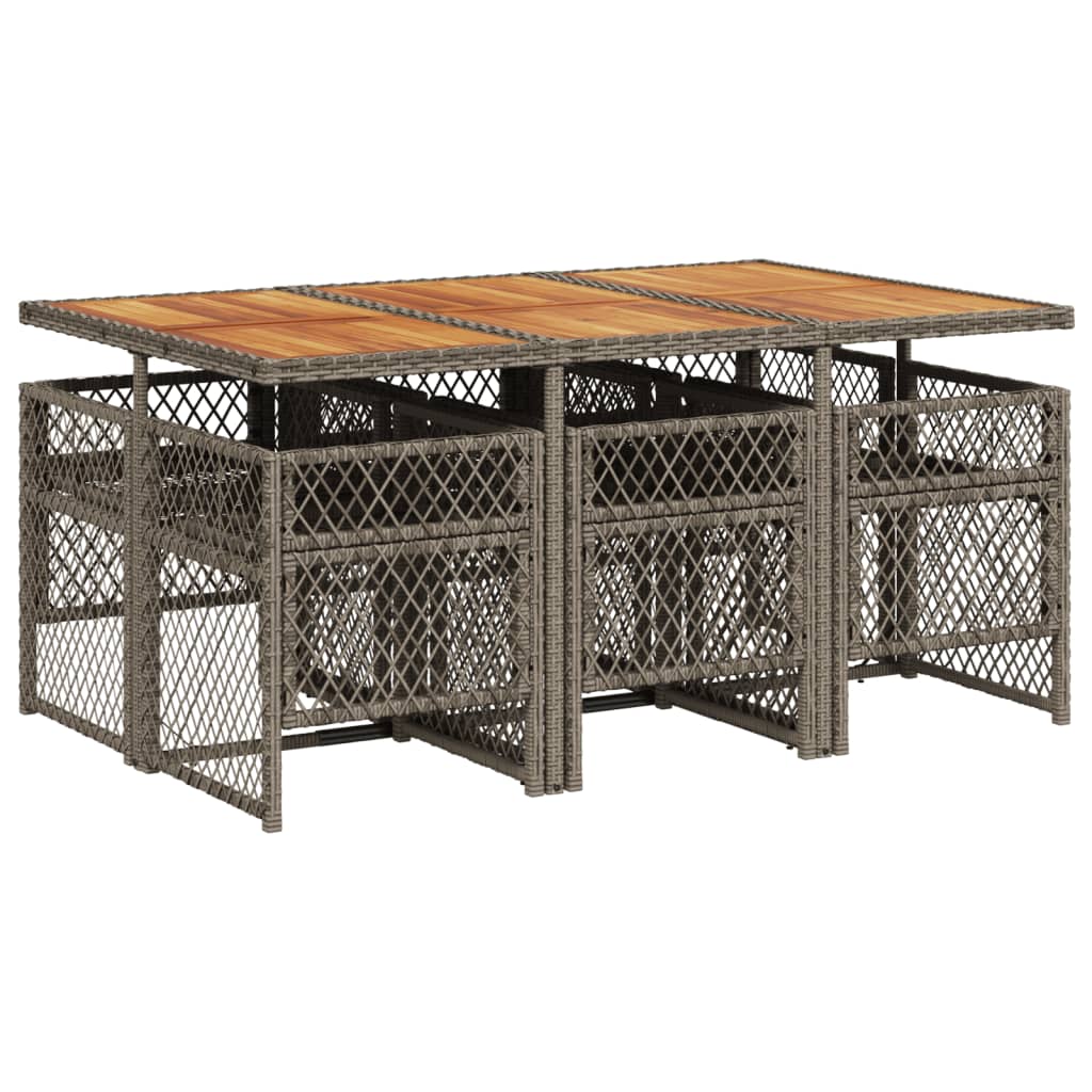 Set da Pranzo da Giardino 7 pz con Cuscini in Polyrattan Grigio - homemem39