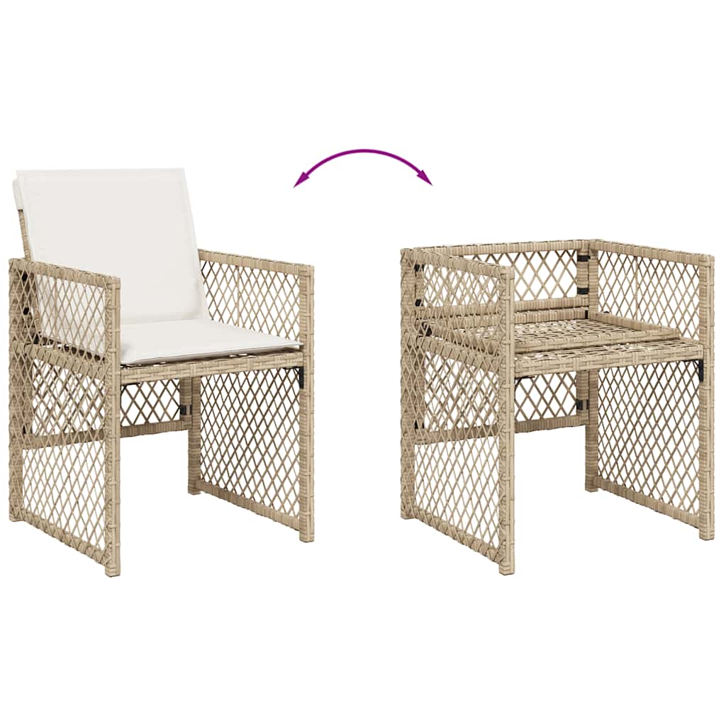 Set da Pranzo da Giardino 9 pz con Cuscini Beige in Polyrattan | homemem39