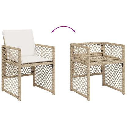 Set da Pranzo da Giardino 9 pz con Cuscini Beige in Polyrattan | homemem39