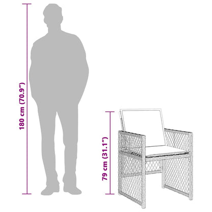 Set da Pranzo da Giardino 9 pz con Cuscini Beige in Polyrattan - homemem39