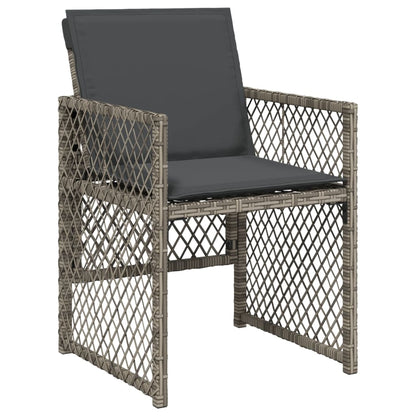 Set da Pranzo da Giardino 9 pz con Cuscini in Polyrattan Grigio