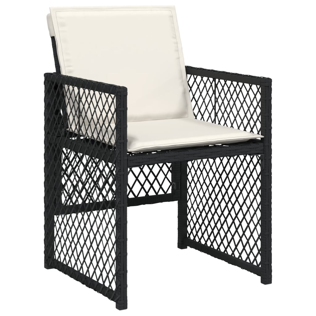 Set da Pranzo da Giardino 11 pz con Cuscini in Polyrattan Nero