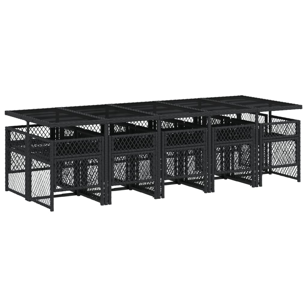 Set da Pranzo da Giardino 11 pz con Cuscini in Polyrattan Nero - homemem39