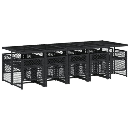 Set da Pranzo da Giardino 11 pz con Cuscini in Polyrattan Nero - homemem39