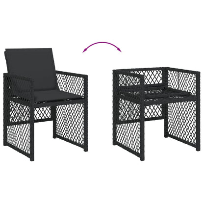 Set da Pranzo da Giardino 11 pz con Cuscini in Polyrattan Nero