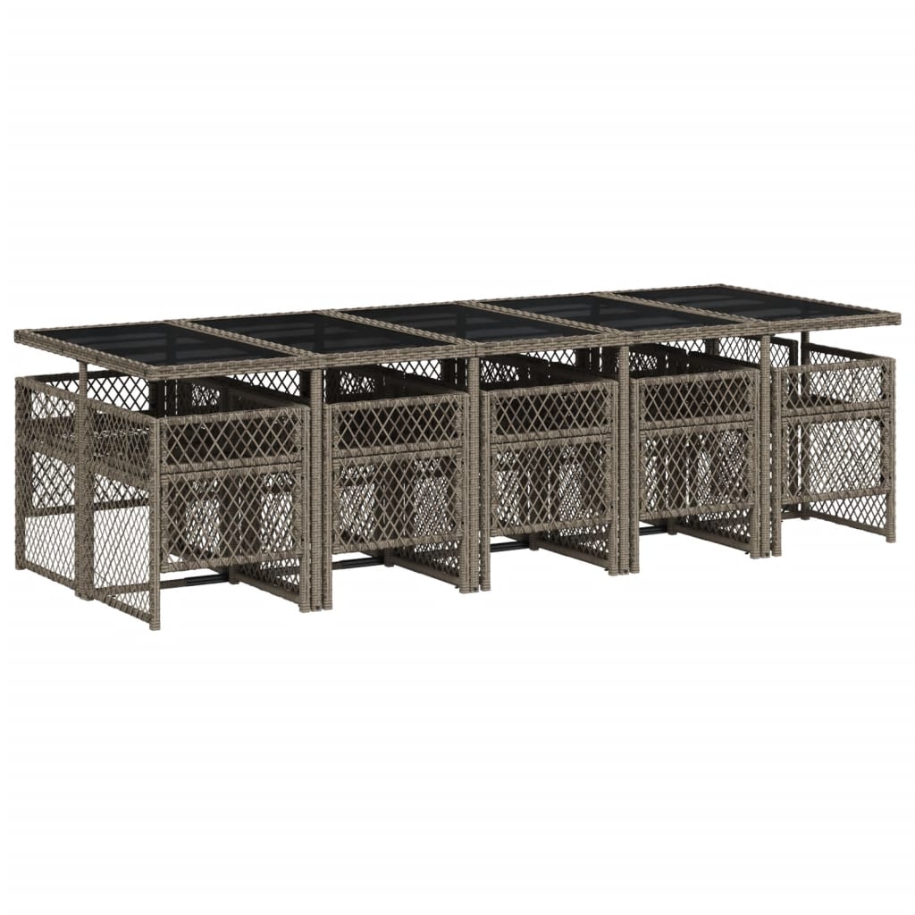 Set da Pranzo da Giardino 11pz con Cuscini in Polyrattan Grigio - homemem39