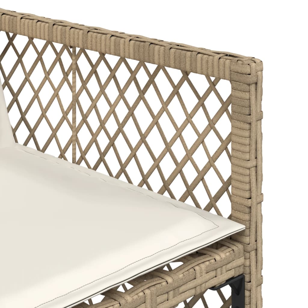 Set da Pranzo da Giardino 11 pz con Cuscini Beige in Polyrattan