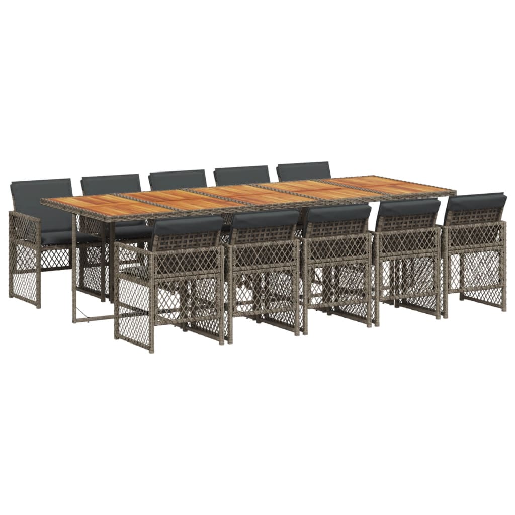 Set da Pranzo da Giardino 11pz con Cuscini in Polyrattan Grigio - homemem39