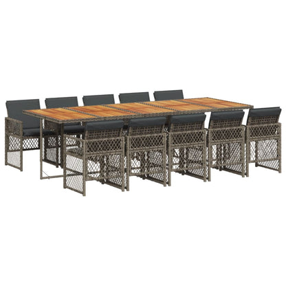 Set da Pranzo da Giardino 11pz con Cuscini in Polyrattan Grigio - homemem39