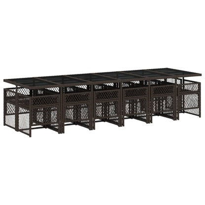 Set da Pranzo da Giardino 13pz con Cuscini Marrone Polyrattan - homemem39
