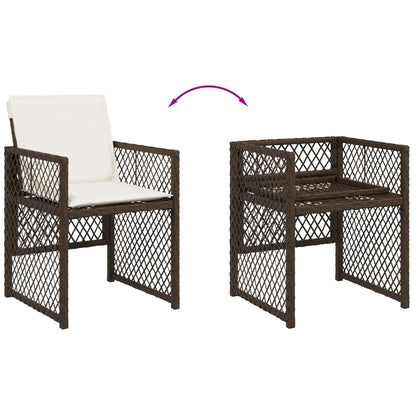 Set da Pranzo da Giardino 13pz con Cuscini Marrone Polyrattan