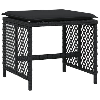 Set da Pranzo da Giardino 9 pz con Cuscini Nero in Polyrattan