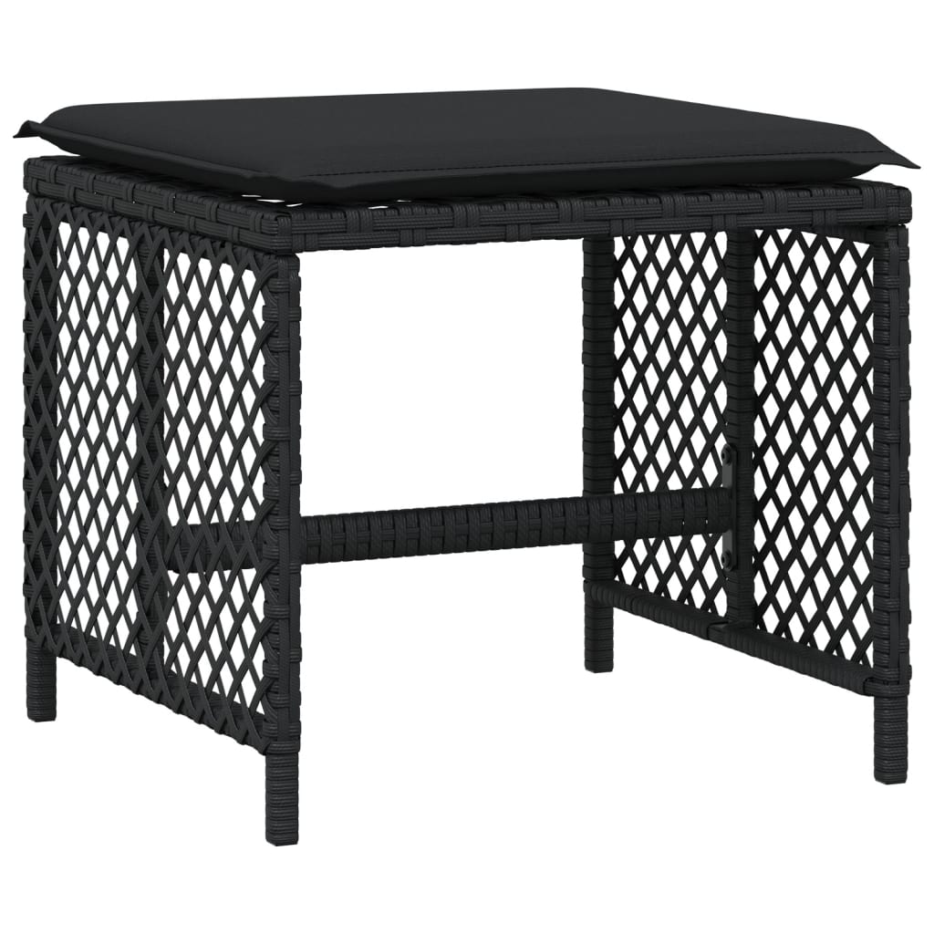 Set da Pranzo da Giardino 9 pz con Cuscini Nero in Polyrattan - homemem39