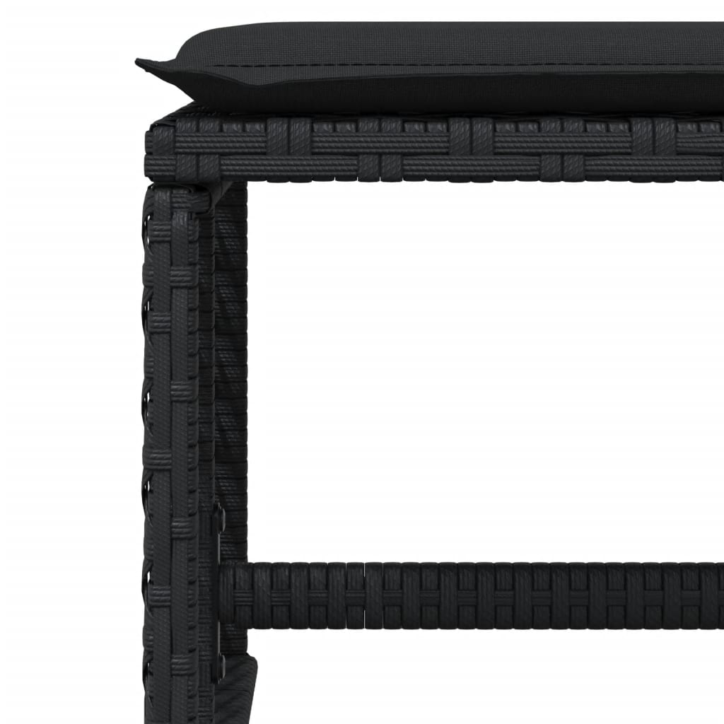 Set da Pranzo da Giardino 9 pz con Cuscini Nero in Polyrattan - homemem39