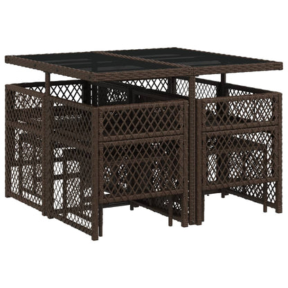 Set da Pranzo da Giardino 9pz con Cuscini Marrone in Polyrattan - homemem39