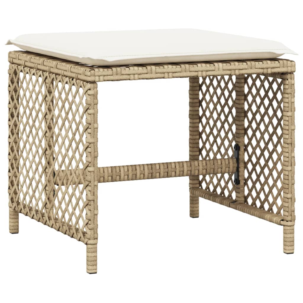 Set da Pranzo da Giardino 9 pz con Cuscini Beige in Polyrattan