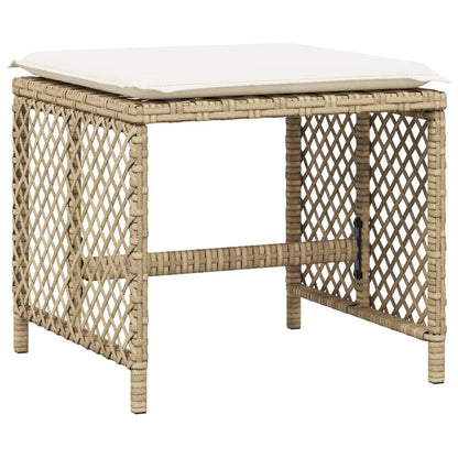 Set da Pranzo da Giardino 9 pz con Cuscini Beige in Polyrattan