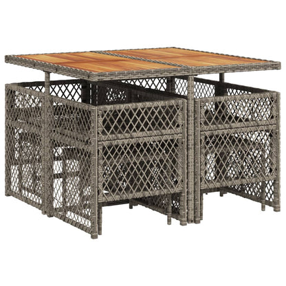 Set da Pranzo da Giardino 9 pz con Cuscini in Polyrattan Grigio - homemem39