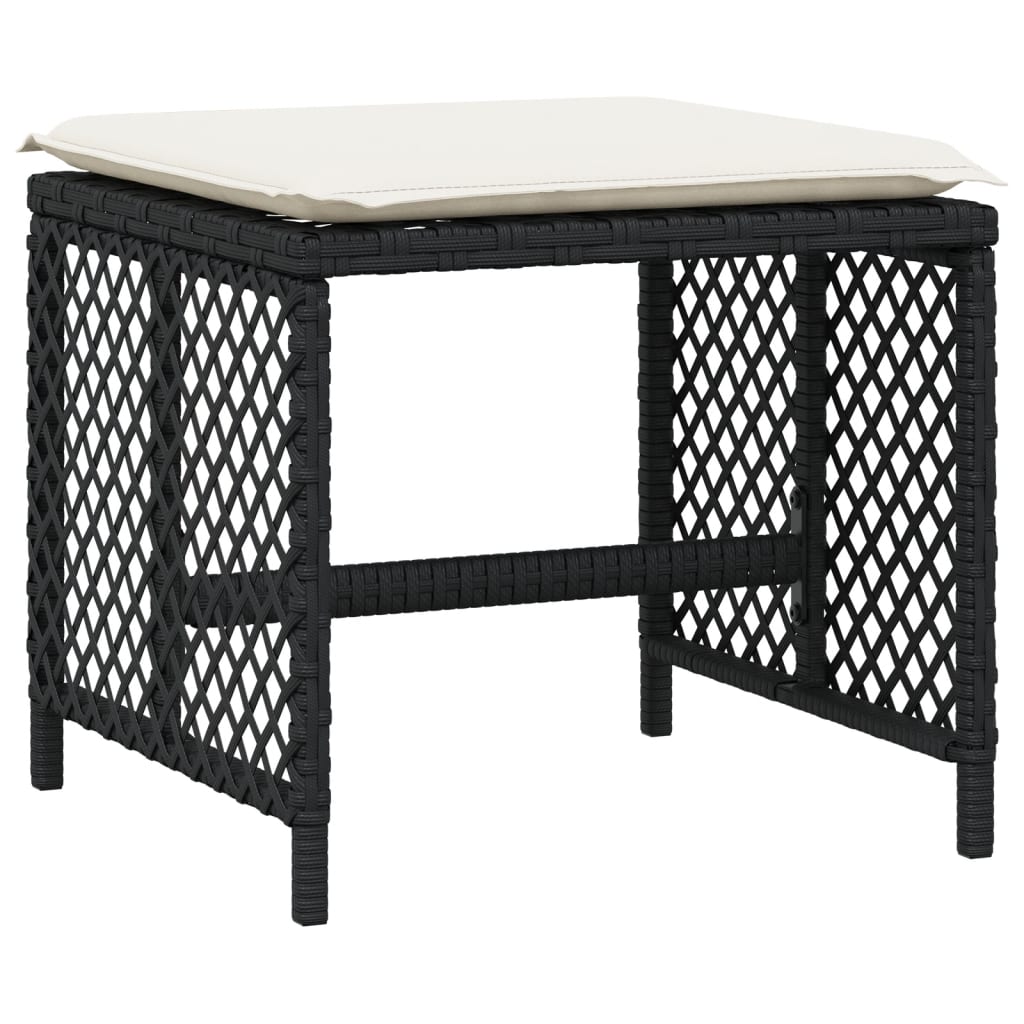 Set da Pranzo da Giardino 9 pz con Cuscini Nero in Polyrattan - homemem39
