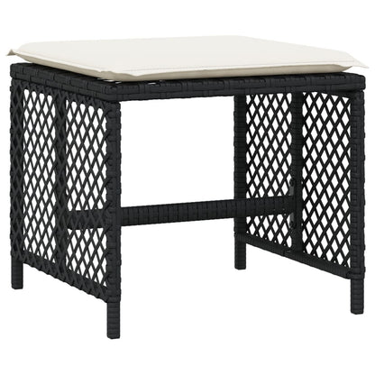 Set da Pranzo da Giardino 9 pz con Cuscini Nero in Polyrattan - homemem39