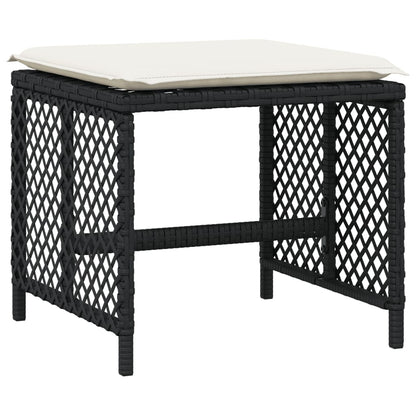 Set da Pranzo da Giardino 11 pz con Cuscini in Polyrattan Nero