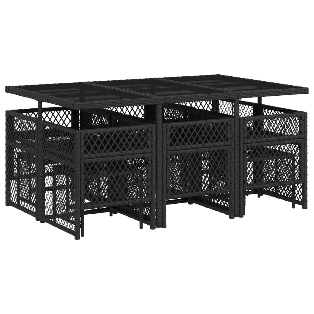 Set da Pranzo da Giardino 11 pz con Cuscini in Polyrattan Nero - homemem39